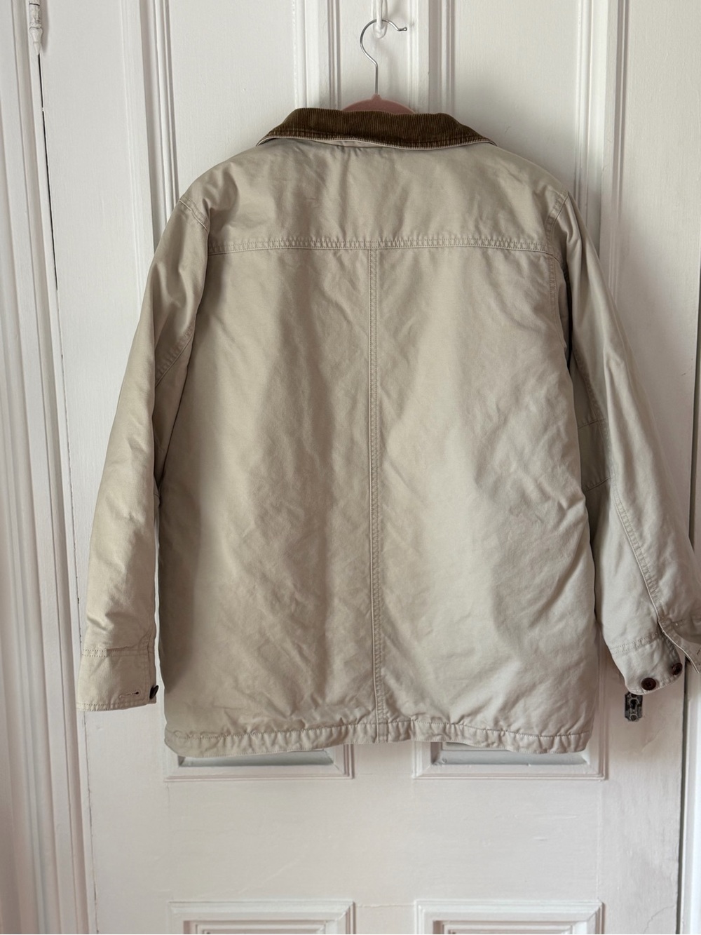 Women’s LL Bean Vintage Barn Jacket Tan Cotton Lined Size Large Regular - Picture 7 of 14